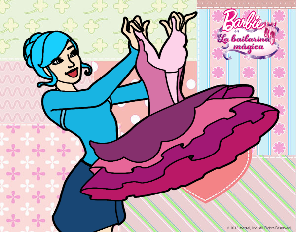 Dibujo Barbie y su vestido de ballet pintado por Arichi 
