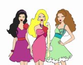 Barbie y sus amigas vestidas de fiesta