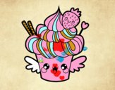 Cupcake kawaii con fresa