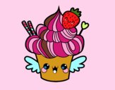 Cupcake kawaii con fresa