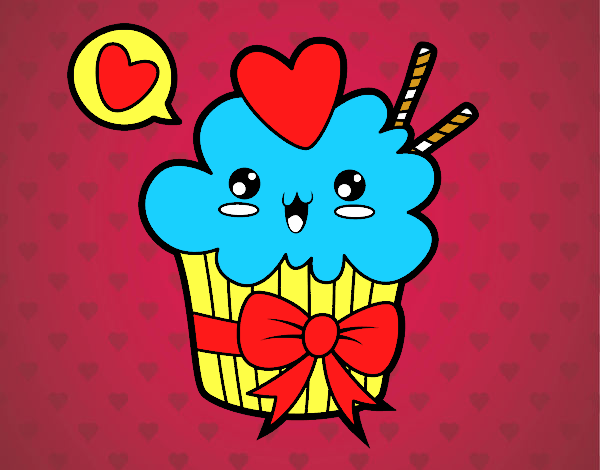 Cupcake kawaii con lazo