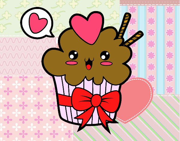 Cupcake kawaii con lazo