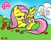 Fluttershy con un conejito