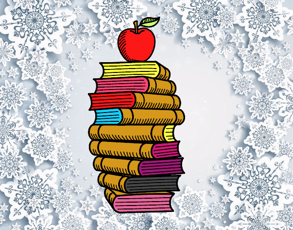 Libros y manzana