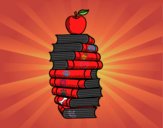 Libros y manzana