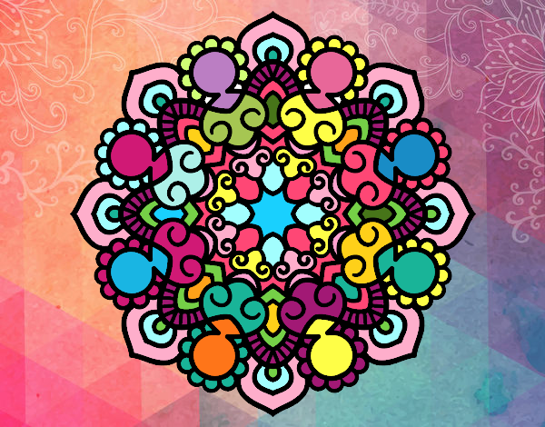 Primera Mandala coloreada online.