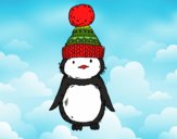 Pingüino con gorro de invierno