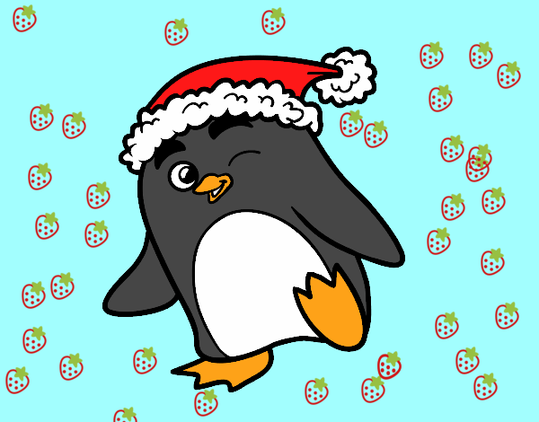 Pingüino con gorro de Navidad