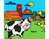 Vaca en la granja