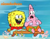 Bob Esponja y Patricio en bañador