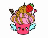 Cupcake kawaii con fresa