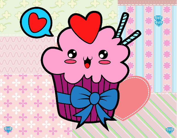 Cupcake kawaii con lazo