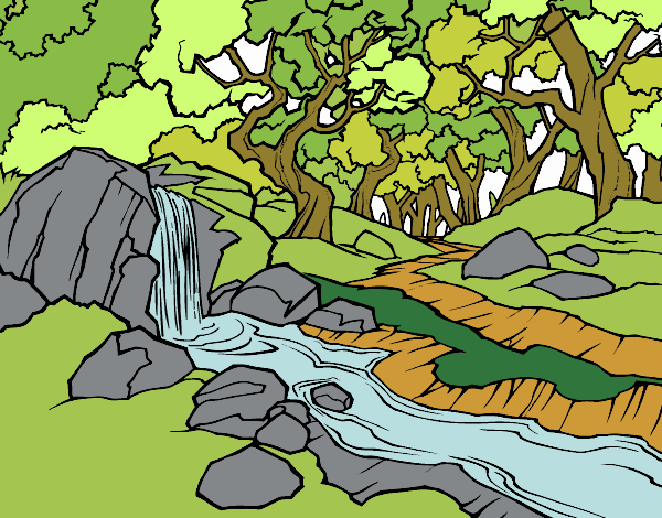 Dibujo Paisaje de bosque con un río pintado por Maia8a