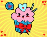 Cupcake kawaii con lazo