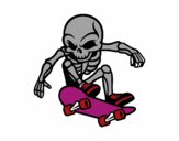 Dibujo Esqueleto Skater pintado por mica635