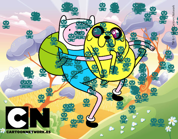 Finn y Jake abrazados