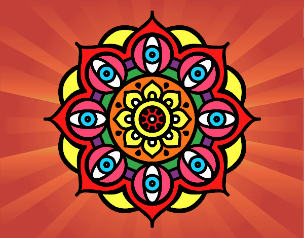 Dibujo Mandala ojos abiertos pintado por Chalola