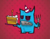 Dibujo Monstruo con tarta de cumpleaños pintado por Socovos