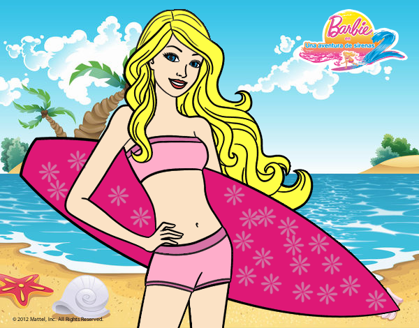 Barbie con tabla de surf