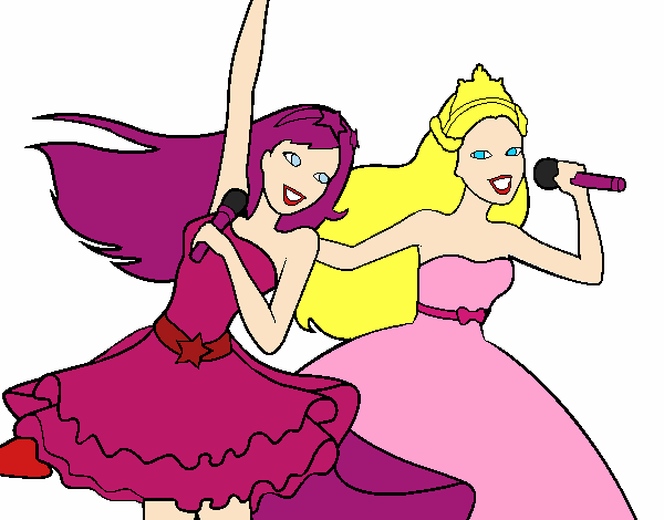 Barbie y la princesa cantando