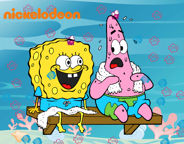 Bob Esponja y Patricio en bañador