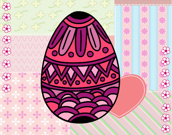 Dibujo Huevo de Pascua con decorado estampado pintado por Socovos