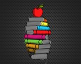 Libros y manzana