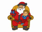 Papá Noel y niño en Navidad