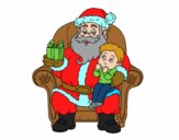 Papá Noel y niño en Navidad