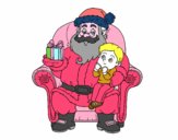 Papá Noel y niño en Navidad