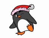 Dibujo Pingüino con gorro de Navidad pintado por Yaiza26