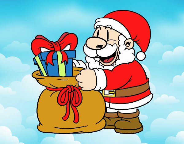 Santa Claus ofreciendo regalos