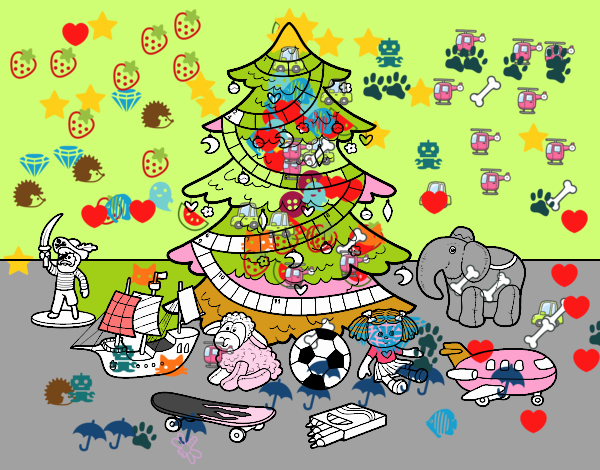 Árbol de Navidad y juguetes