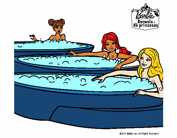 Barbie y sus amigas en el jacuzzi