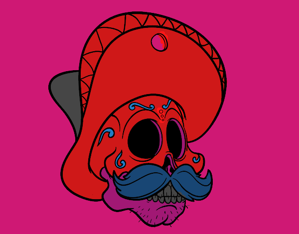 Calavera mejicana con bigote