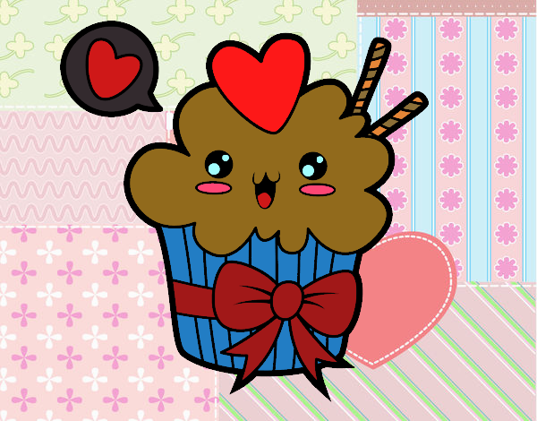 Cupcake kawaii con lazo