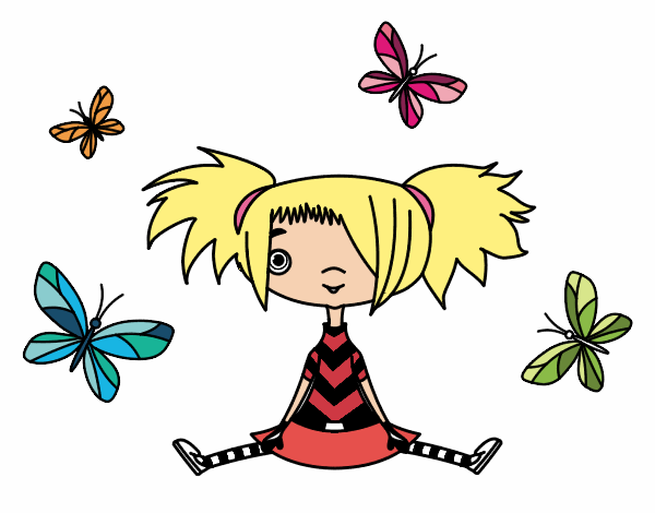 Niña con mariposas