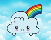 Nube con arco iris kawaii