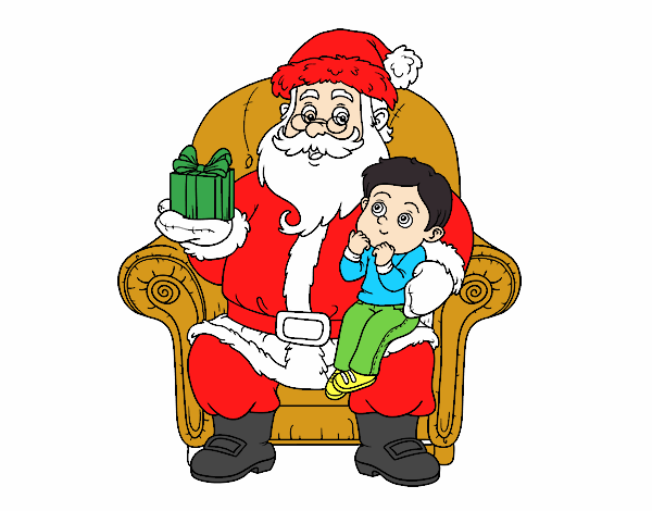 Papá Noel y niño en Navidad