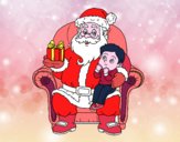 Papá Noel y niño en Navidad