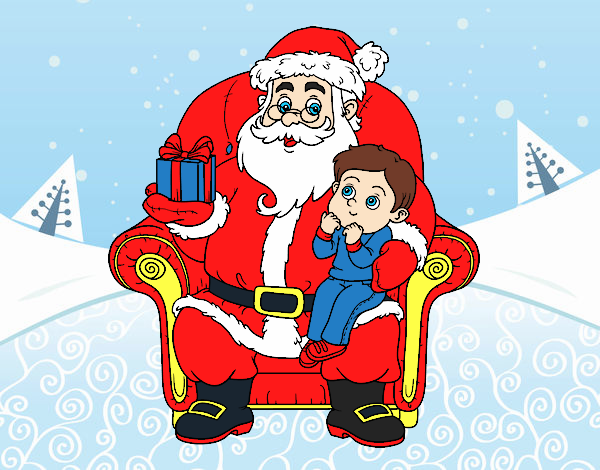 papa noel y niño en Navidad