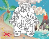 Papá Noel y niño en Navidad