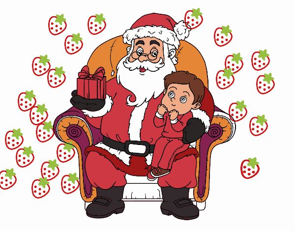 Papá Noel y niño en Navidad