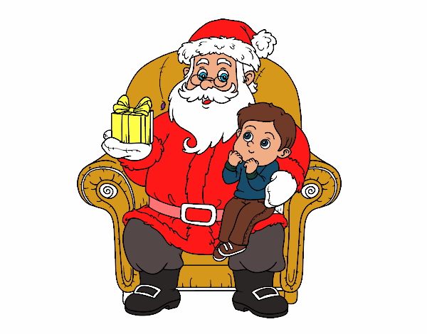 Papá Noel y niño en Navidad