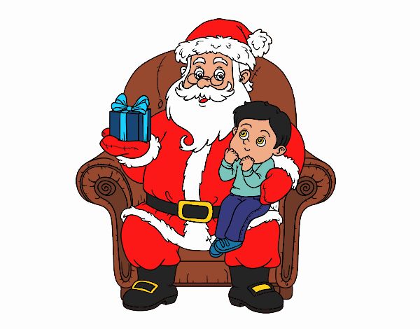 Papá Noel y niño en Navidad