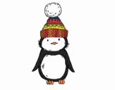 Pingüino con gorro de invierno