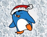 Pingüino con gorro de Navidad