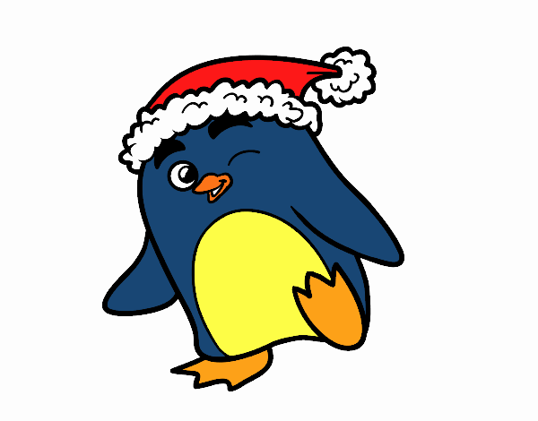 Pingüino con gorro de Navidad