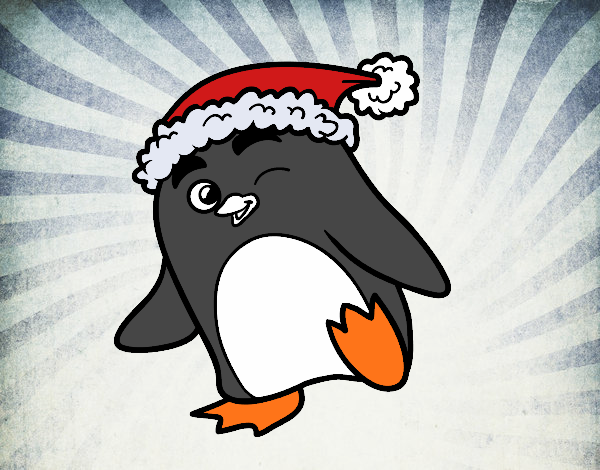 Pingüino con gorro de Navidad