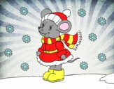 Ratita abrigada en Navidad